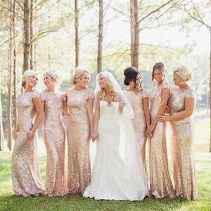 Bridesmaid Sequin Maxi Dress - Rose Gold